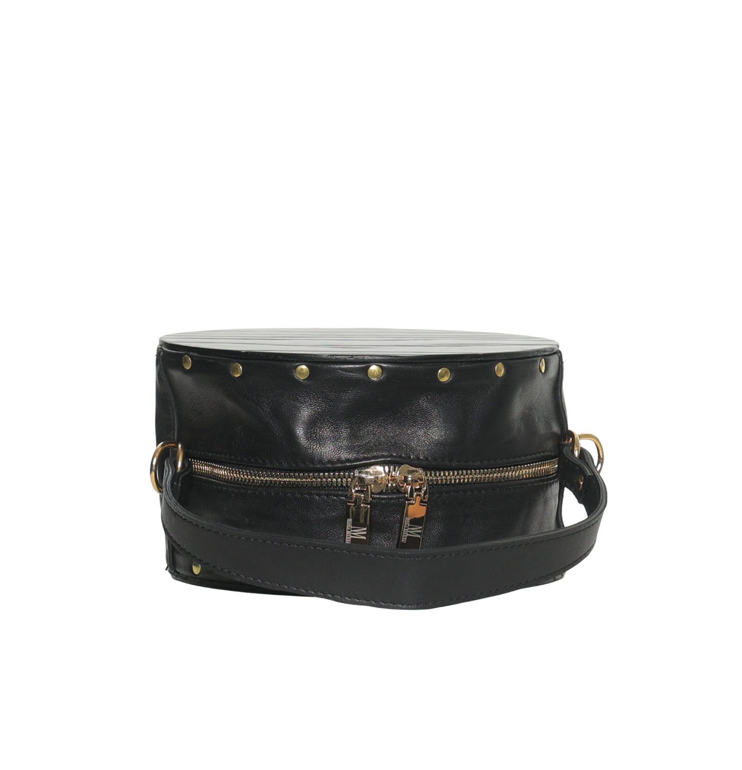 BORSA IN PELLE CON RICHIAMI IN LEGNO - Nero