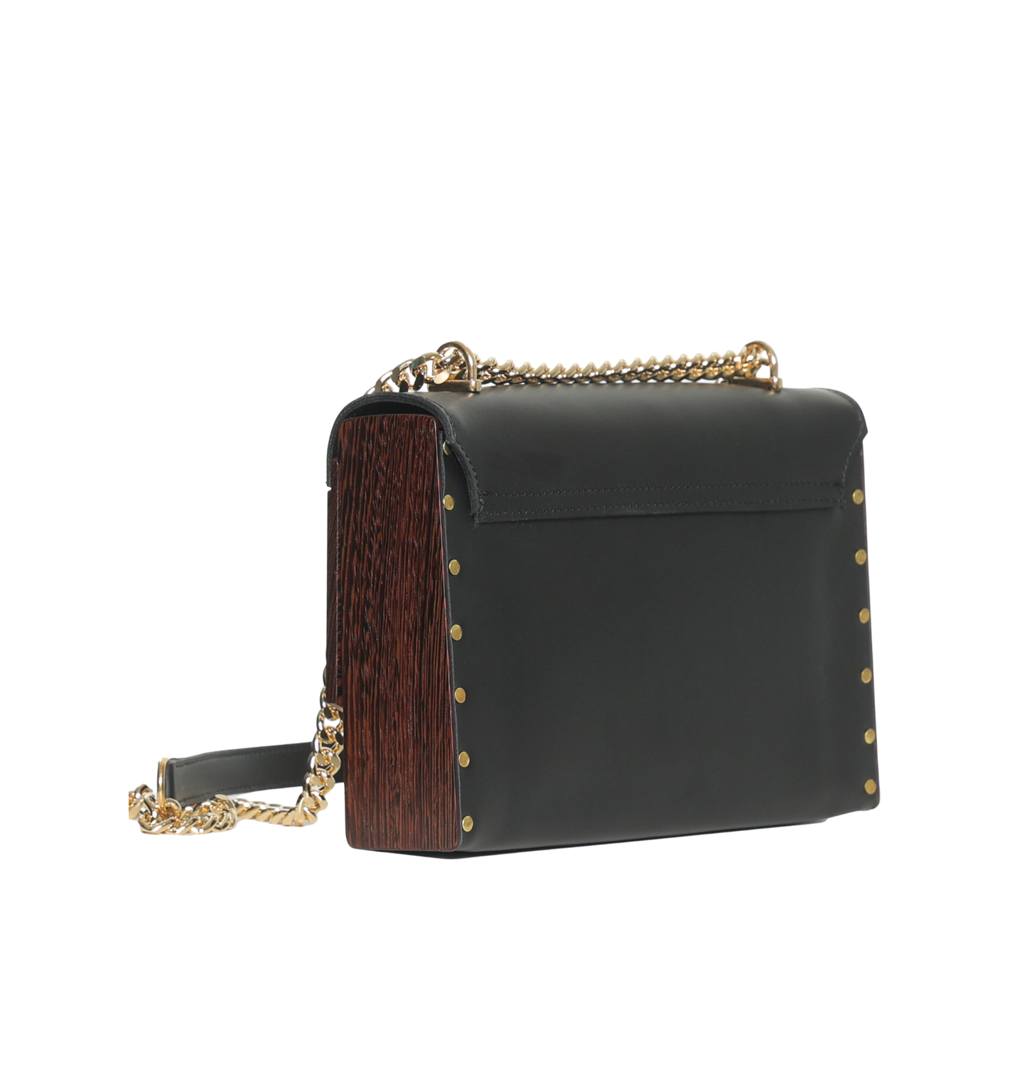 BORSA A TRACOLLA LEGNO WENGE E CUOIO