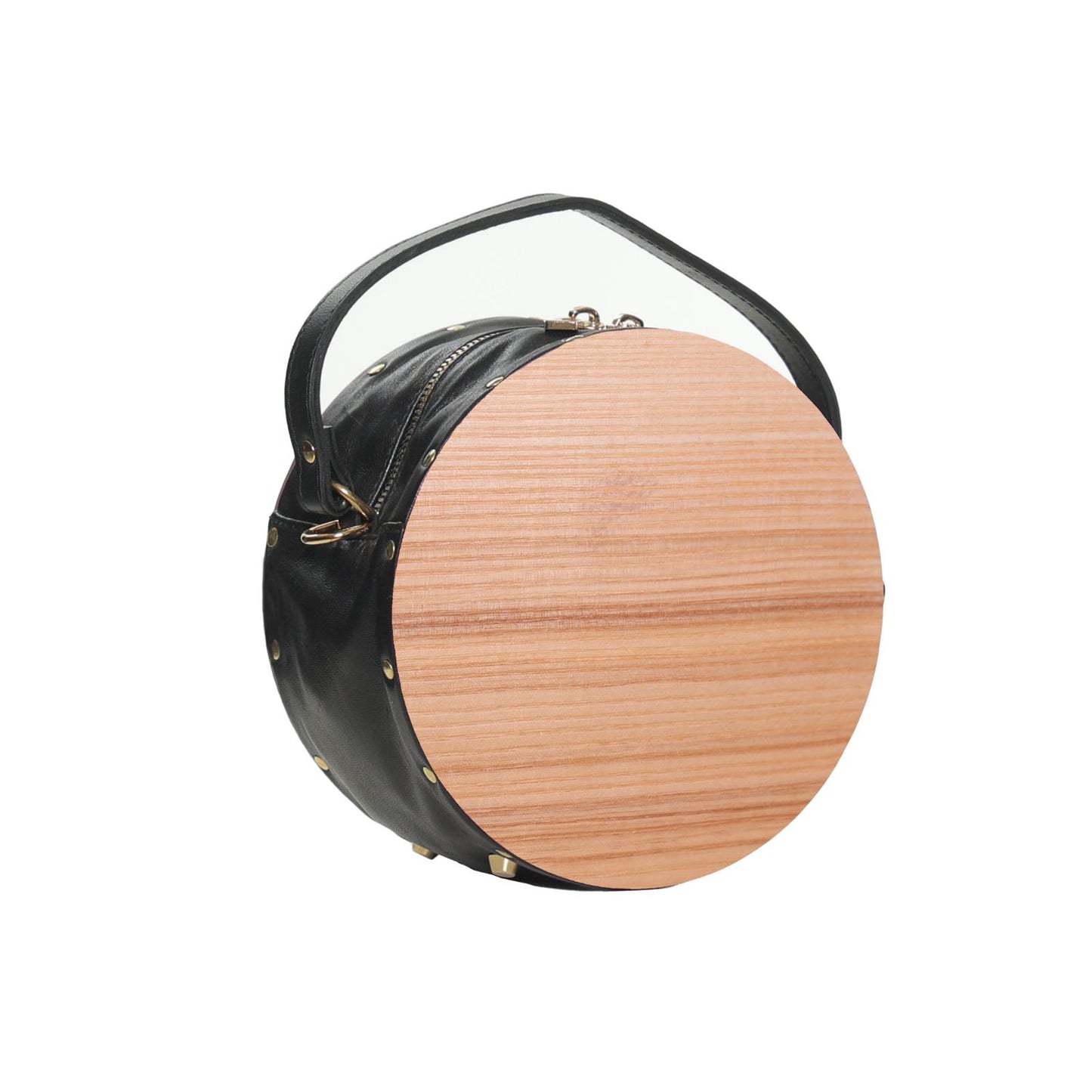 BORSA IN PELLE CON RICHIAMI IN LEGNO - Legno naturale