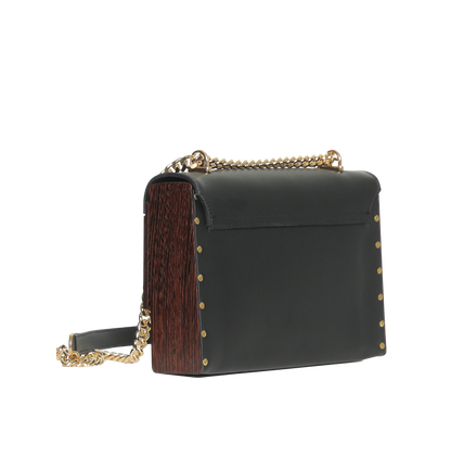 BORSA A TRACOLLA LEGNO WENGE E CUOIO
